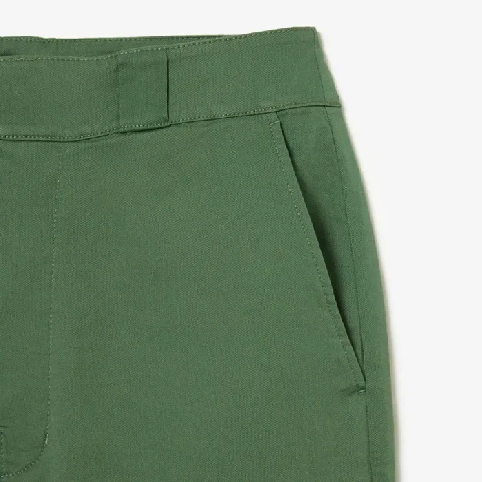 Pants and Leggings Women Lacoste Womens Stretch Gabardine Pants Khaki Green Kx5