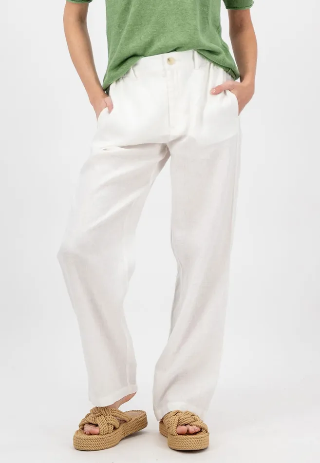 Pants Women FYNCHHATTON Straight Cut Linen Trousers With Medium Collar Height Whiteblacktoffee Brown Pants Women FYNCHHATTON Straight Cut Linen Trousers With Medium Collar Height Whiteblacktoffee Brown