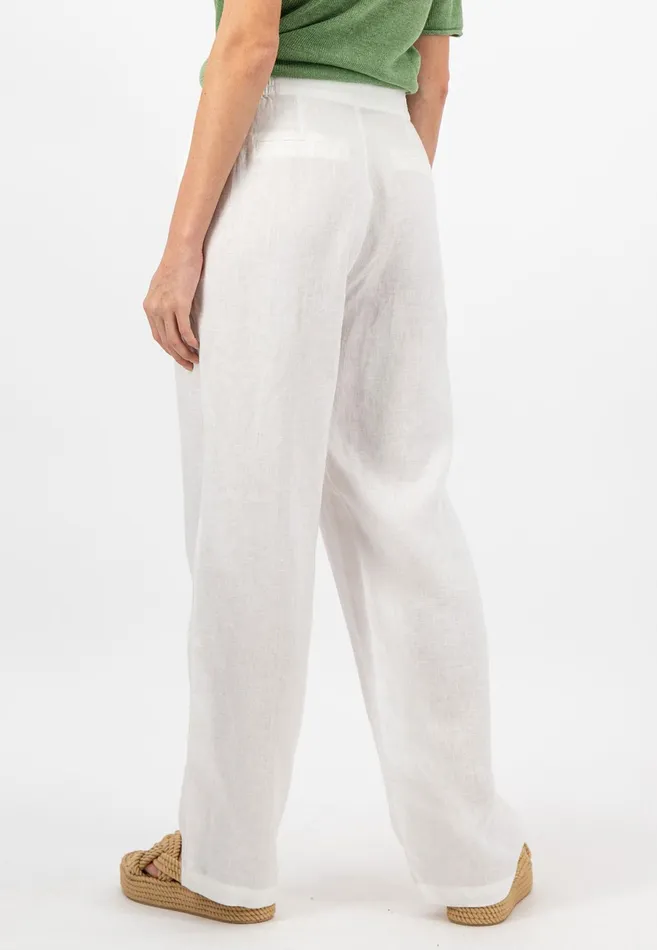 Pants Women FYNCHHATTON Straight Cut Linen Trousers With Medium Collar Height Whiteblacktoffee Brown Pants Women FYNCHHATTON Straight Cut Linen Trousers With Medium Collar Height Whiteblacktoffee Brown