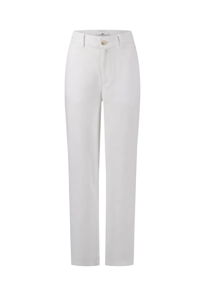 Pants Women FYNCHHATTON Straight Cut Linen Trousers With Medium Collar Height Whiteblacktoffee Brown Pants Women FYNCHHATTON Straight Cut Linen Trousers With Medium Collar Height Whiteblacktoffee Brown