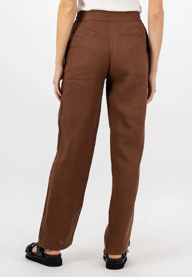 Pants Women FYNCHHATTON Straight Cut Linen Trousers With Medium Collar Height Whiteblacktoffee Brown Pants Women FYNCHHATTON Straight Cut Linen Trousers With Medium Collar Height Whiteblacktoffee Brown
