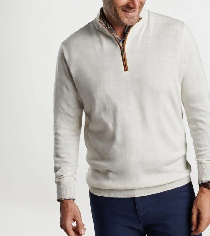 Peter Millar Sweaters Men Autumn Crest Suede Trim QuarterZip