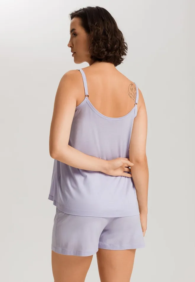 Pleated Cotton Pajama Set Purple Heather Women HANRO Pajama Sets