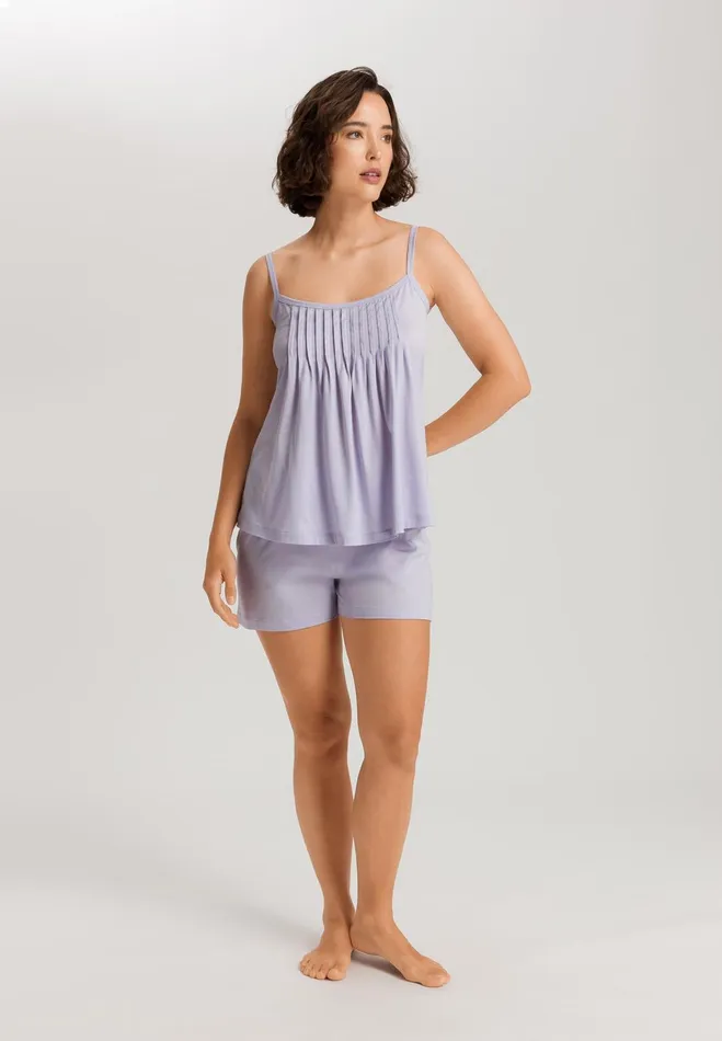 Pleated Cotton Pajama Set Purple Heather Women HANRO Pajama Sets