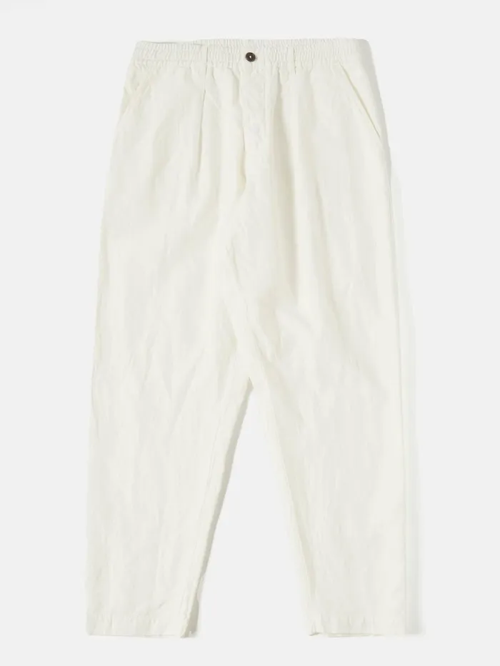 Pleated Track Pant In Ecru Linen Slub Weave Men Universal Works Trousers