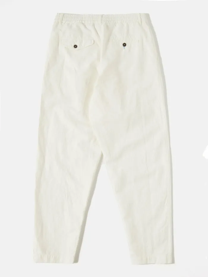 Pleated Track Pant In Ecru Linen Slub Weave Men Universal Works Trousers