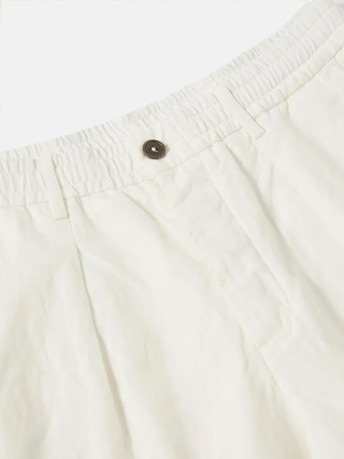 Pleated Track Pant In Ecru Linen Slub Weave Men Universal Works Trousers