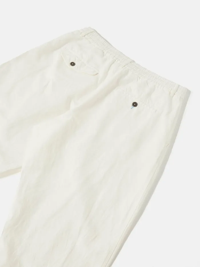 Pleated Track Pant In Ecru Linen Slub Weave Men Universal Works Trousers