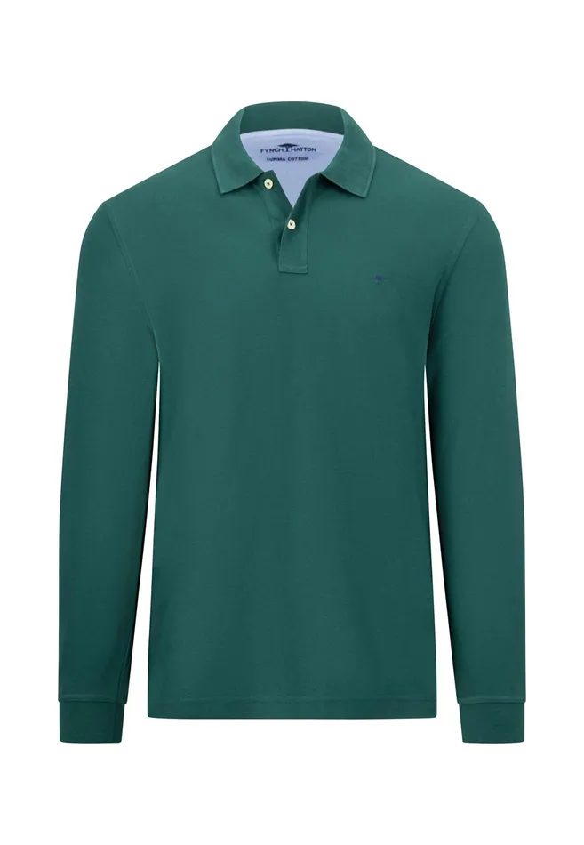 Polo Shirt Men FYNCHHATTON Long Arm Polo Shirt Made Of Cotton Navyasphaltdark Emeraldrustruby Redcloud Bluemidnightlight Khaki