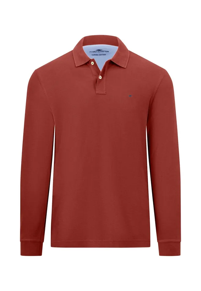 Polo Shirt Men FYNCHHATTON Long Arm Polo Shirt Made Of Cotton Navyasphaltdark Emeraldrustruby Redcloud Bluemidnightlight Khaki