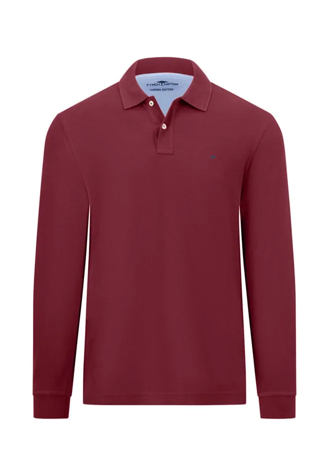 Polo Shirt Men FYNCHHATTON Long Arm Polo Shirt Made Of Cotton Navyasphaltdark Emeraldrustruby Redcloud Bluemidnightlight Khaki