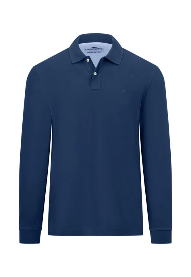 Polo Shirt Men FYNCHHATTON Long Arm Polo Shirt Made Of Cotton Navyasphaltdark Emeraldrustruby Redcloud Bluemidnightlight Khaki