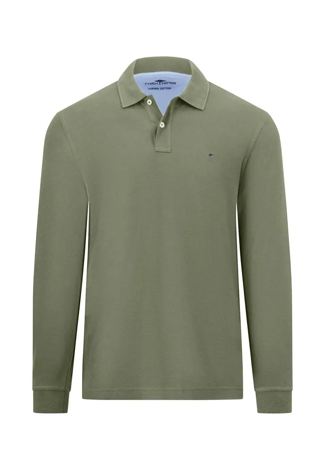 Polo Shirt Men FYNCHHATTON Long Arm Polo Shirt Made Of Cotton Navyasphaltdark Emeraldrustruby Redcloud Bluemidnightlight Khaki