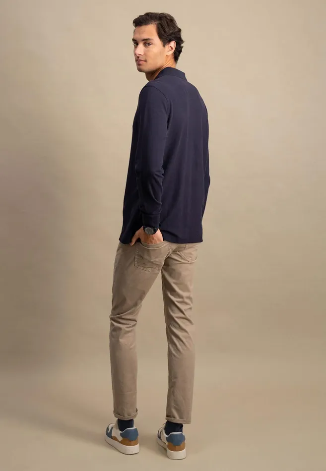 Polo Shirt Men FYNCHHATTON Long Arm Polo Shirt Made Of Cotton Navyasphaltdark Emeraldrustruby Redcloud Bluemidnightlight Khaki