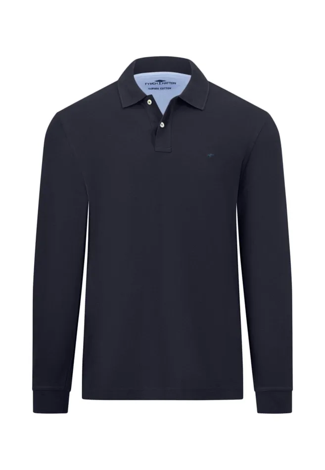 Polo Shirt Men FYNCHHATTON Long Arm Polo Shirt Made Of Cotton Navyasphaltdark Emeraldrustruby Redcloud Bluemidnightlight Khaki