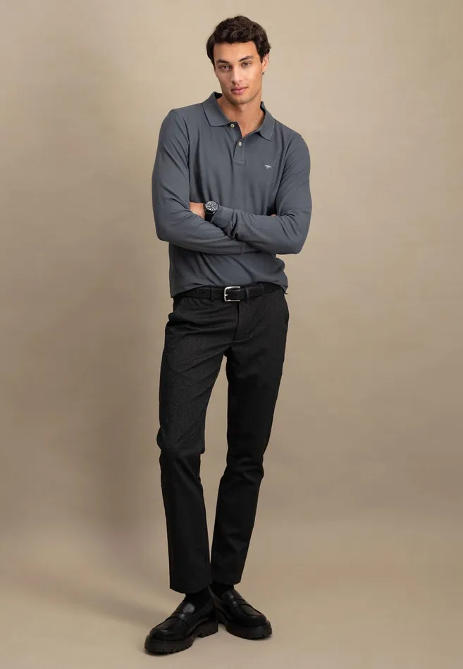 Polo Shirt Men FYNCHHATTON Long Arm Polo Shirt Made Of Cotton Navyasphaltdark Emeraldrustruby Redcloud Bluemidnightlight Khaki