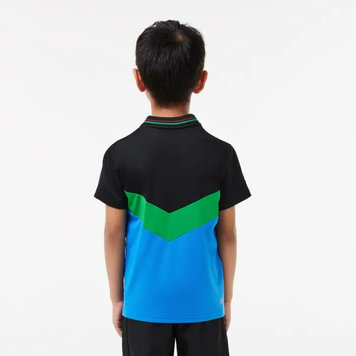Polos Kids Lacoste Kids039 Lacoste Tennis X Daniil Medvedev Jersey Polo Black Bordeaux Green Blue Miu