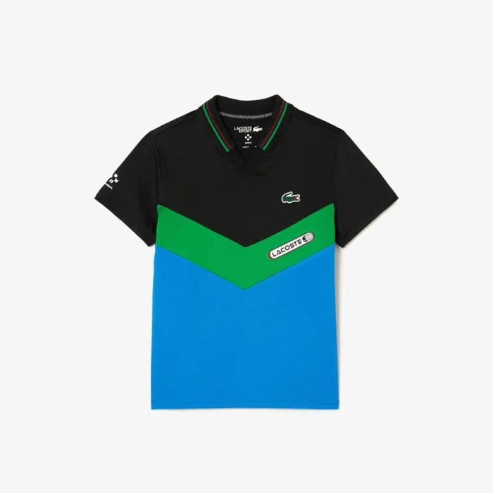 Polos Kids Lacoste Kids039 Lacoste Tennis X Daniil Medvedev Jersey Polo Black Bordeaux Green Blue Miu