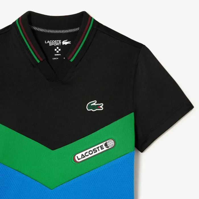 Polos Kids Lacoste Kids039 Lacoste Tennis X Daniil Medvedev Jersey Polo Black Bordeaux Green Blue Miu