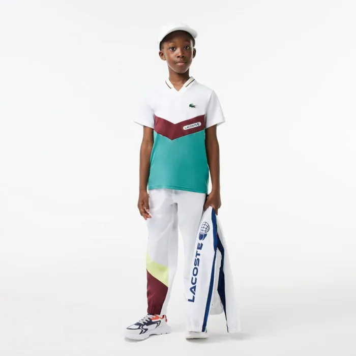 Polos Kids Lacoste Kids039 Lacoste Tennis X Daniil Medvedev Jersey Polo White Flashy Yellow Bordeaux Blue Q7i