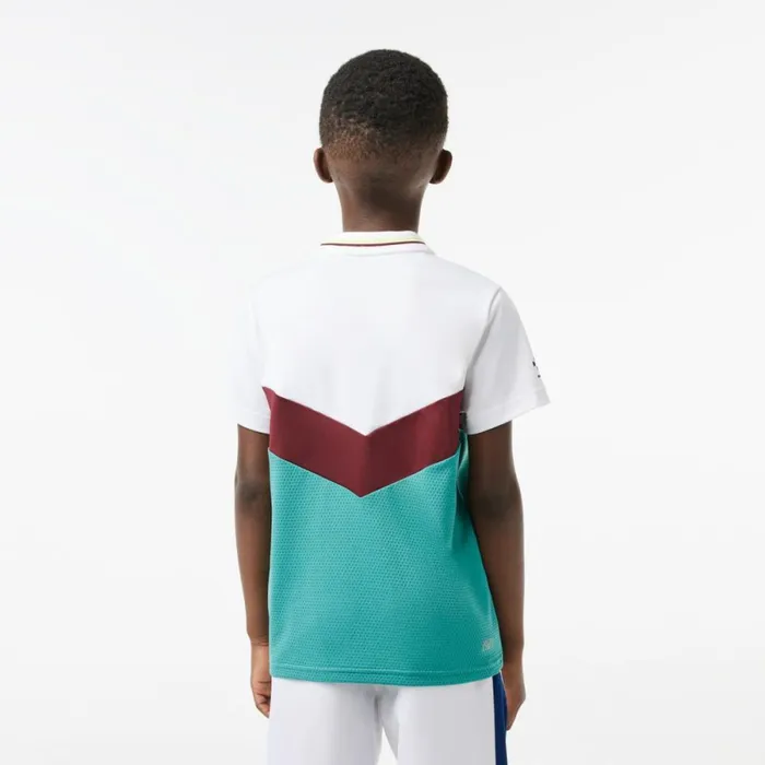 Polos Kids Lacoste Kids039 Lacoste Tennis X Daniil Medvedev Jersey Polo White Flashy Yellow Bordeaux Blue Q7i