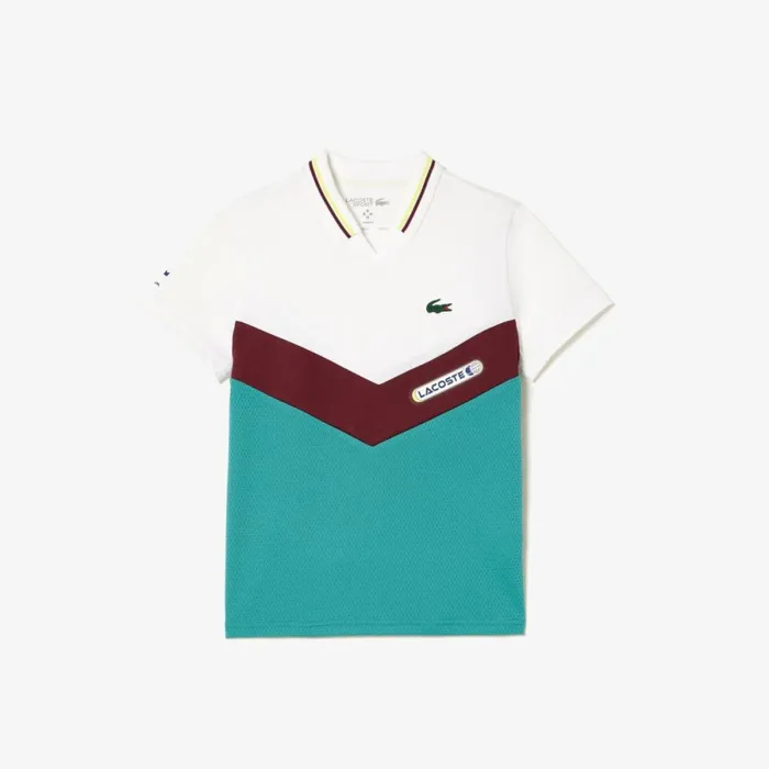 Polos Kids Lacoste Kids039 Lacoste Tennis X Daniil Medvedev Jersey Polo White Flashy Yellow Bordeaux Blue Q7i