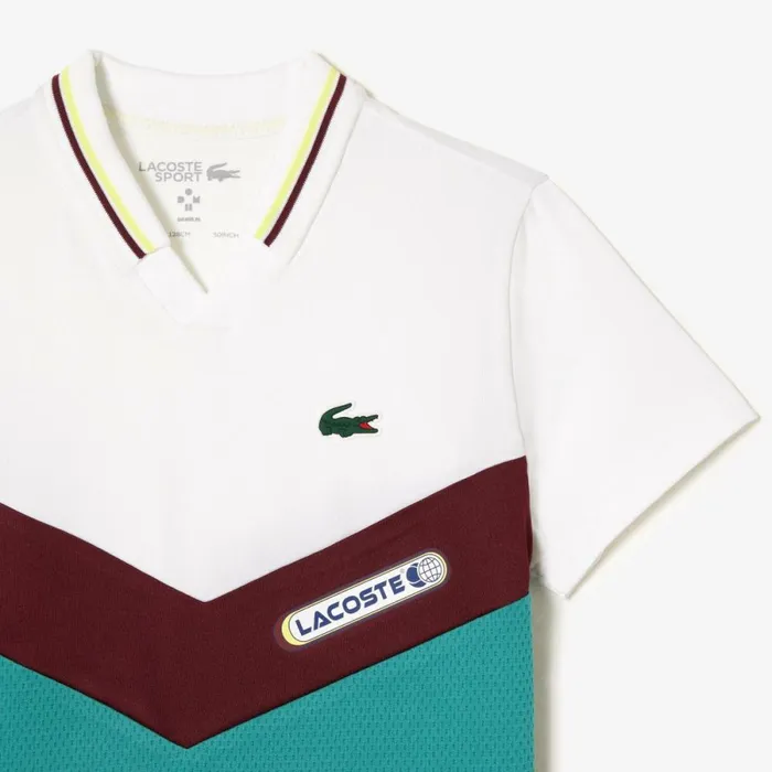 Polos Kids Lacoste Kids039 Lacoste Tennis X Daniil Medvedev Jersey Polo White Flashy Yellow Bordeaux Blue Q7i