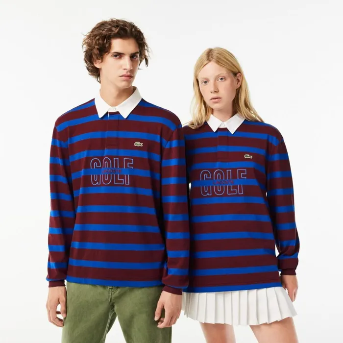 Polos MenWomen Lacoste Unisex Long Sleeve Striped Rugby Shirt Bordeaux Blue Q5i Polos MenWomen Lacoste Unisex Long Sleeve Striped Rugby Shirt Bordeaux Blue Q5i