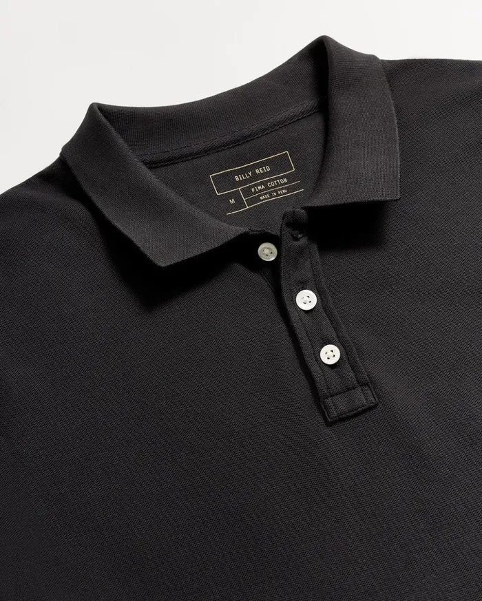 Polos Tees and Henleys Men Billy Reid Pique Polo Black