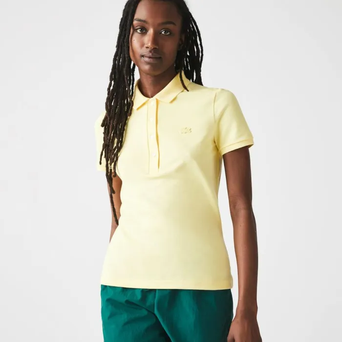 Polos Women Lacoste Women039s L12D Slim Fit Stretch Mini Piqu Polo Pastel Yellow 107