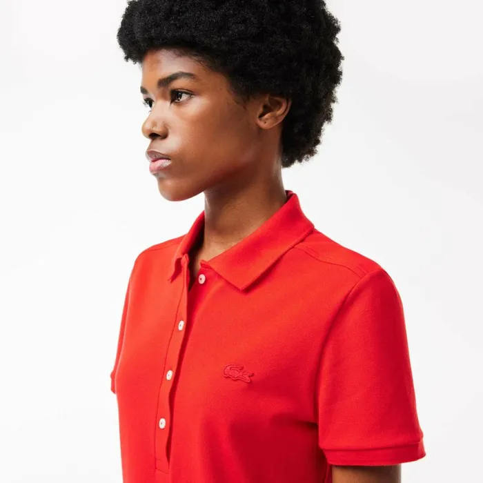Polos Women Lacoste Women039s L12D Slim Fit Stretch Mini Piqu Polo Red Currant F8m