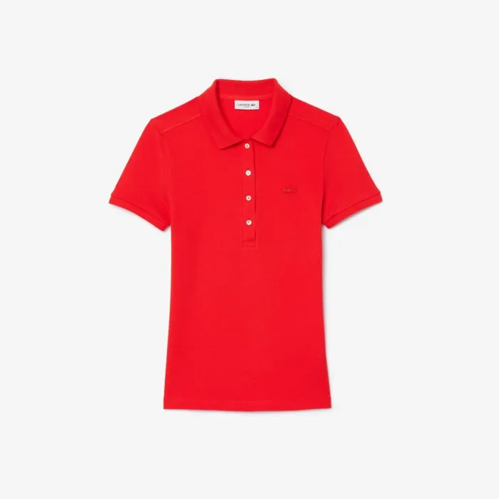 Polos Women Lacoste Women039s L12D Slim Fit Stretch Mini Piqu Polo Red Currant F8m