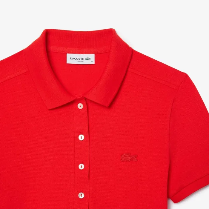 Polos Women Lacoste Women039s L12D Slim Fit Stretch Mini Piqu Polo Red Currant F8m