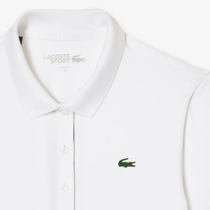 Polos Women Lacoste Women039s Stretch Jersey Golf Polo White Navy Blue 522
