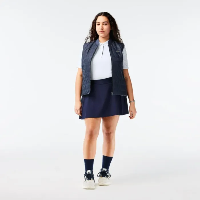 Polos Women Lacoste Women039s Stretch Jersey Golf Polo White Navy Blue 522