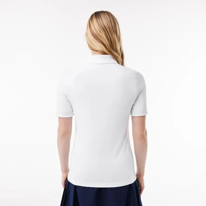 Polos Women Lacoste Women039s Stretch Jersey Golf Polo White Navy Blue 522