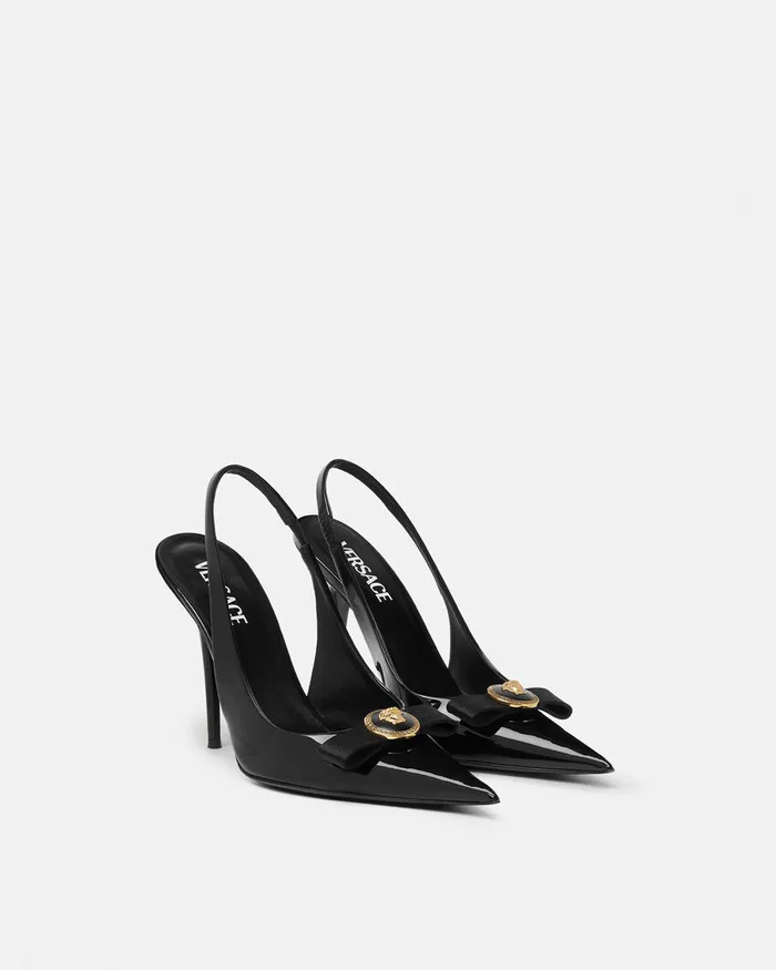 Pumps and Slingbacks Women Versace Gianni Ribbon Slingback Pumps 110 Mm Blackgold