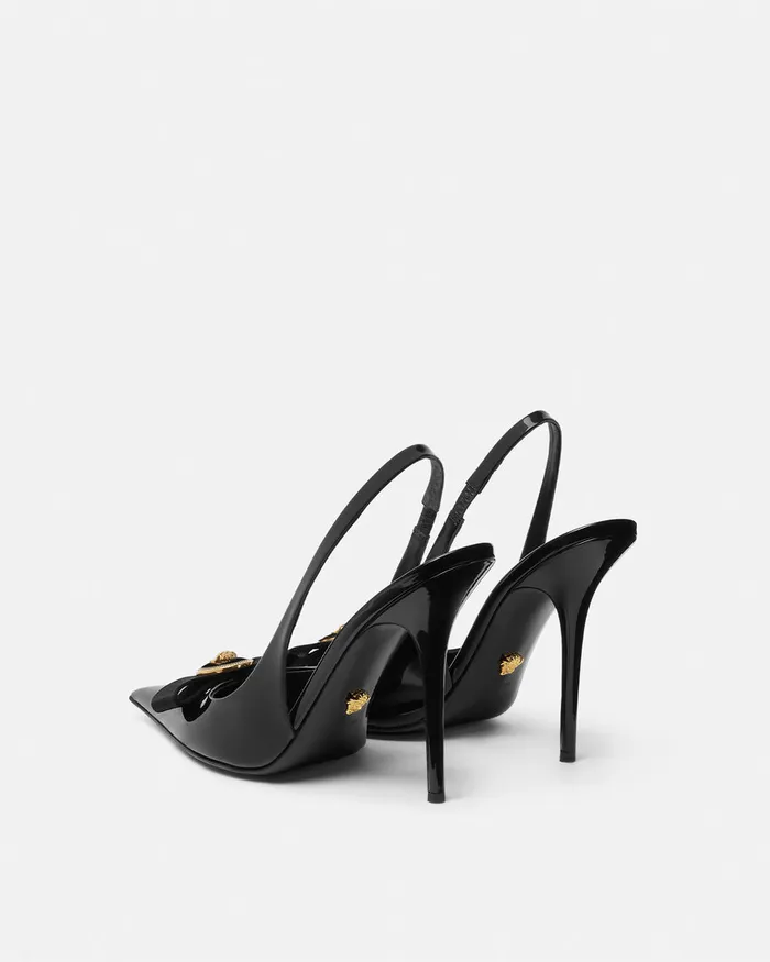 Pumps and Slingbacks Women Versace Gianni Ribbon Slingback Pumps 110 Mm Blackgold