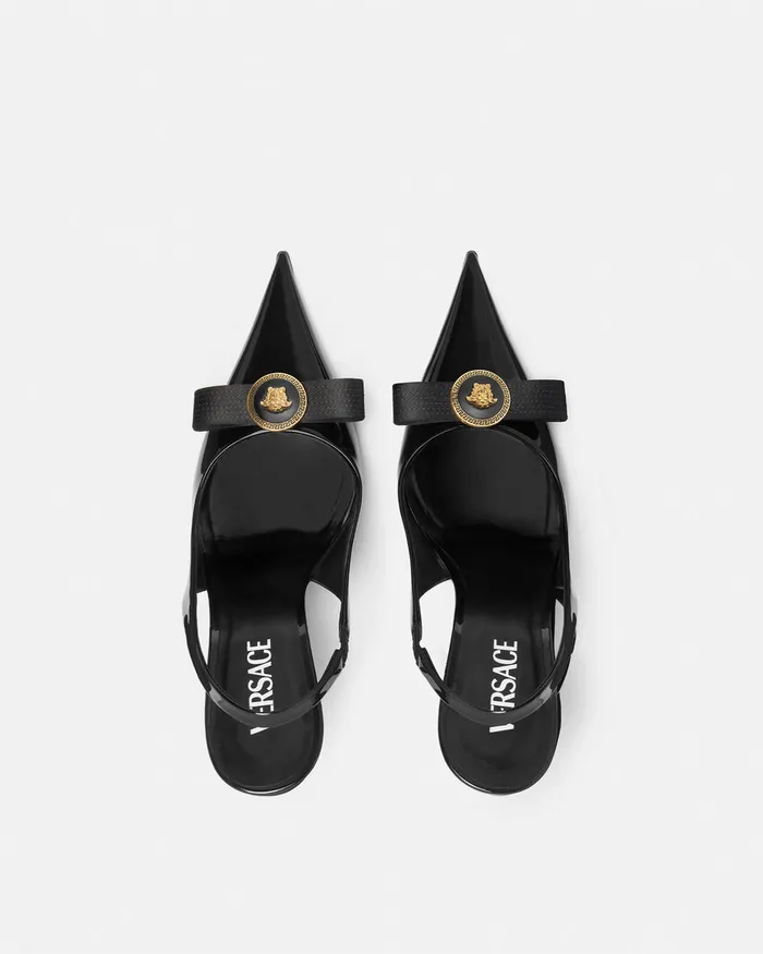 Pumps and Slingbacks Women Versace Gianni Ribbon Slingback Pumps 110 Mm Blackgold