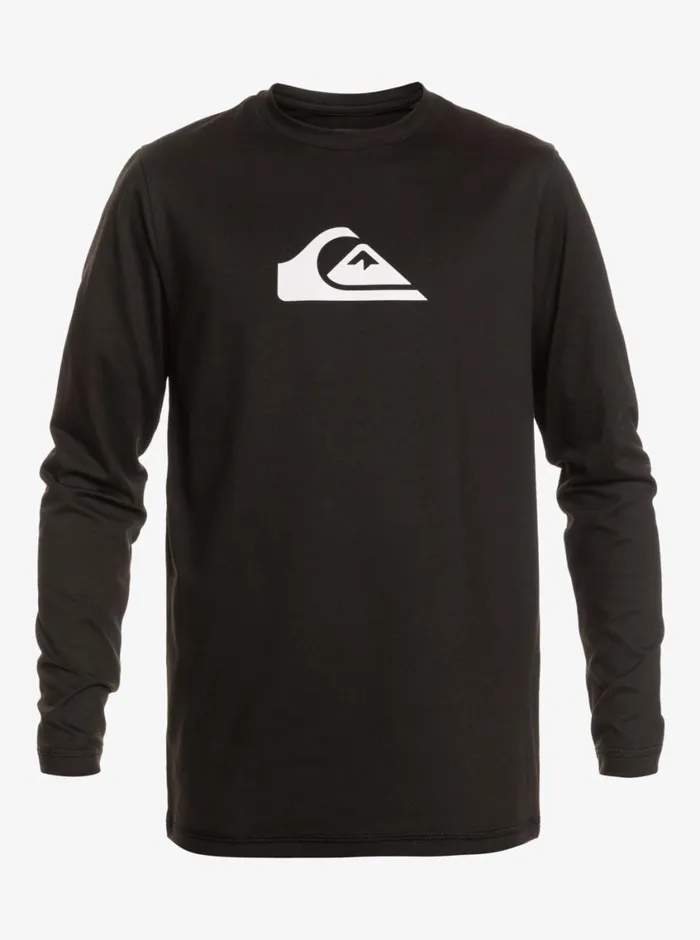 Quiksilver 816 Solid Streak Ls Youth LSL Surf Tee Black Boys Rashguards