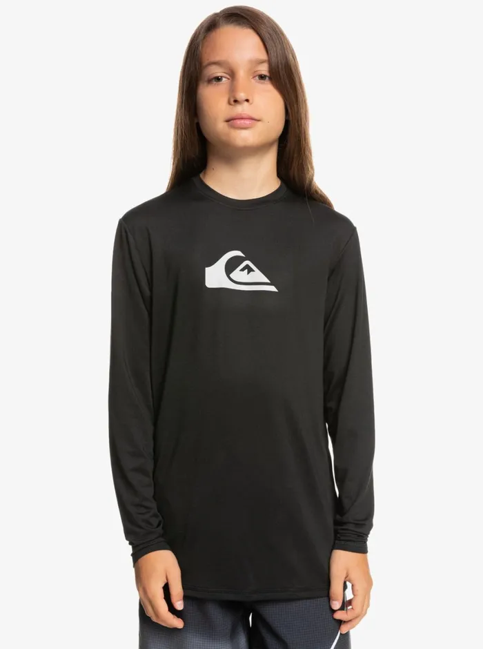 Quiksilver 816 Solid Streak Ls Youth LSL Surf Tee Black Boys Rashguards Quiksilver 816 Solid Streak Ls Youth LSL Surf Tee Black Boys Rashguards