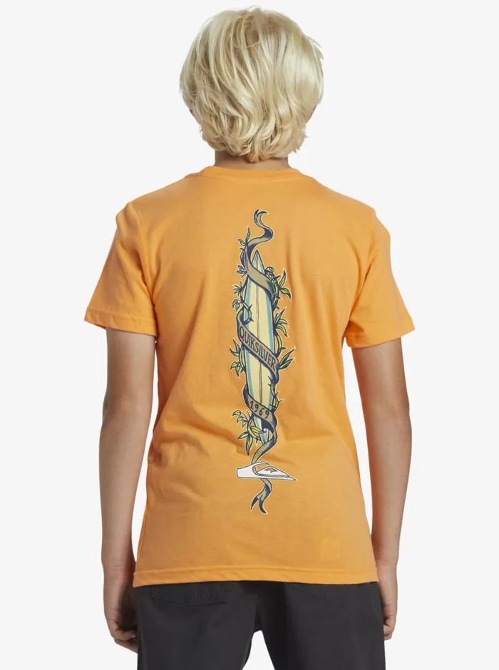 Quiksilver 816 Step Up TShirt Tangerine Boys Tees Quiksilver 816 Step Up TShirt Tangerine Boys Tees