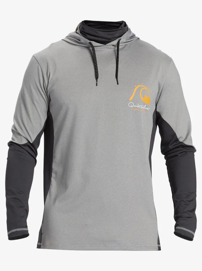 Quiksilver Angler Hooded UPF 50 Long Sleeve Surf Tee Sharkskin MensWaterman Rashguards Quiksilver Angler Hooded UPF 50 Long Sleeve Surf Tee Sharkskin MensWaterman Rashguards