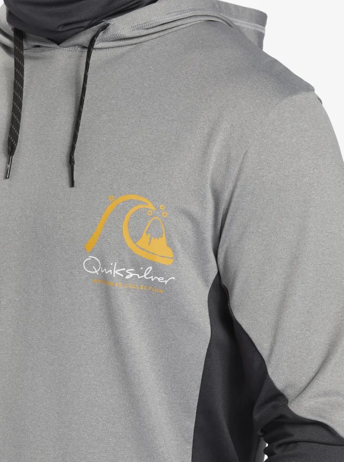Quiksilver Angler Hooded UPF 50 Long Sleeve Surf Tee Sharkskin MensWaterman Rashguards