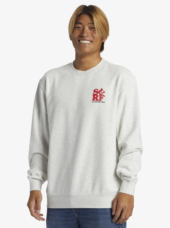 Quiksilver Graphic Mix Crew Neck Sweatshirt White Marble Heather Mens Sweatshirts and Hoodies Quiksilver Graphic Mix Crew Neck Sweatshirt White Marble Heather Mens Sweatshirts and Hoodies