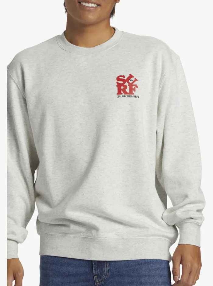 Quiksilver Graphic Mix Crew Neck Sweatshirt White Marble Heather Mens Sweatshirts and Hoodies Quiksilver Graphic Mix Crew Neck Sweatshirt White Marble Heather Mens Sweatshirts and Hoodies