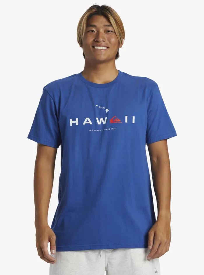 Quiksilver Hawaii State Of Mind TShirt Monaco Blue Mens Tees