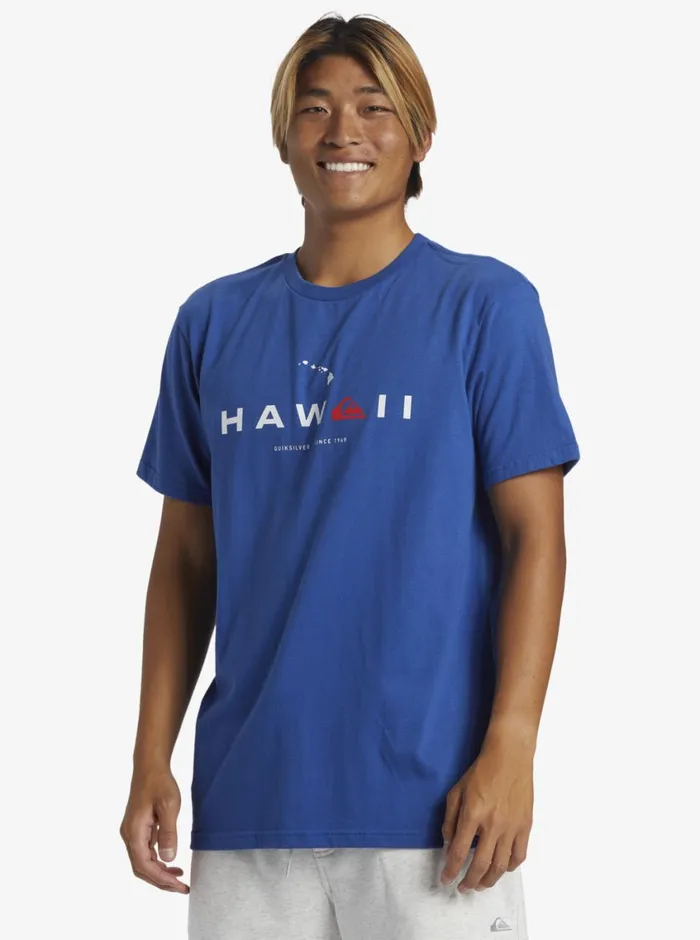Quiksilver Hawaii State Of Mind TShirt Monaco Blue Mens Tees