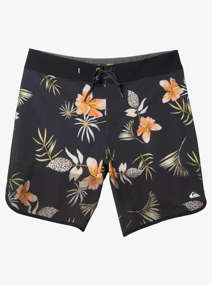 Quiksilver Highline Scallop 19034 Boardshorts Black Tropical Floral Ss Mens Shorts and Amphibians Quiksilver Highline Scallop 19034 Boardshorts Black Tropical Floral Ss Mens Shorts and Amphibians
