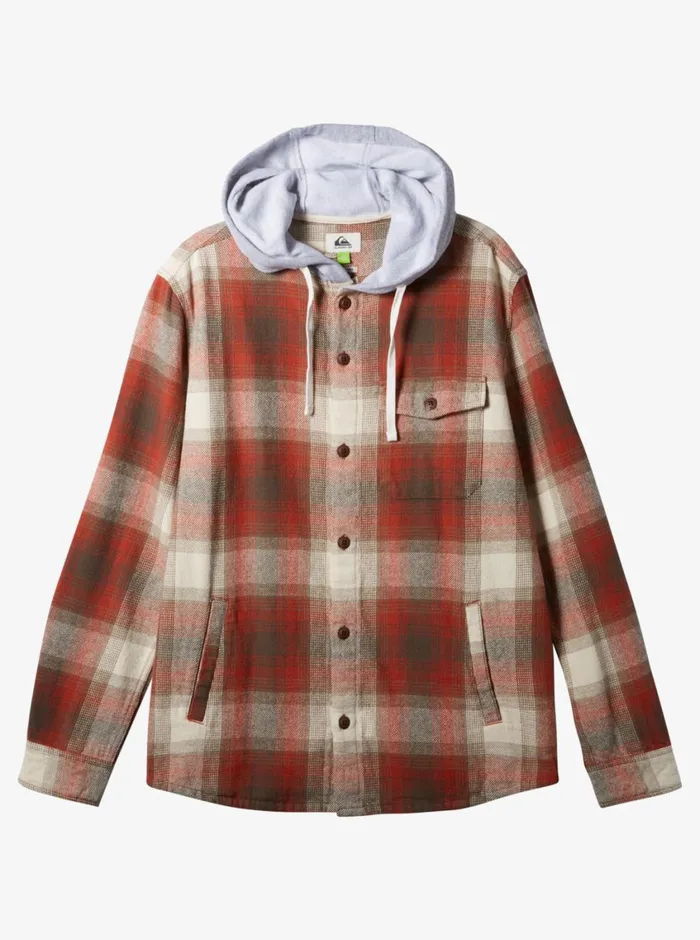 Quiksilver Kinloss Long Sleeve Hooded Shirt Baked Clay Kinloss Mens Shirts and Polos